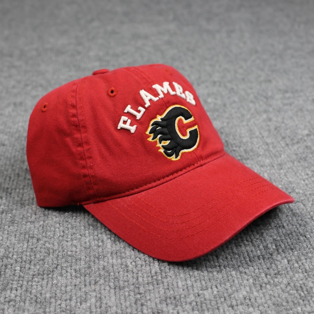 Calgary Flames Hat Cap Strap Back Mens Red NHL Hockey Slouch Dad Hat Embroidered